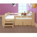 เตียงนอนเด็ก เตียงเดี่ยวสำหรับเด็ก WKD1S สีเบจ ผลิตจากไม้สน Size 150x70x30